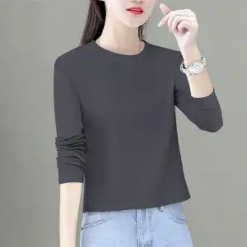 

Women s Solid Color Crew Neck Fitted Long Sleeve Crop Top M серый
