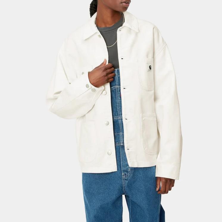 Carhartt WIP SS24 OG Michigan Coat Classic Badge Pattern Lapel Single-Breasted Long Sleeve Jacket Women jackets Wax I031570-0DJ-02