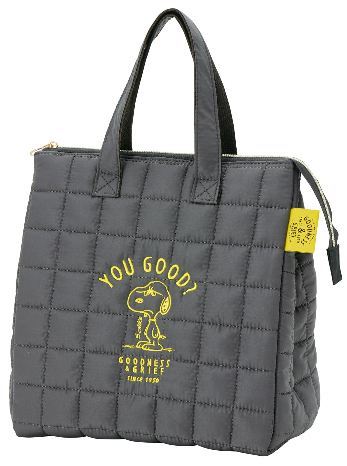 

Skater Quilted Insulated Lunch Bag with Snoopy Goodness 75th Anniversary Edition Pocket, (KBCB5-A)