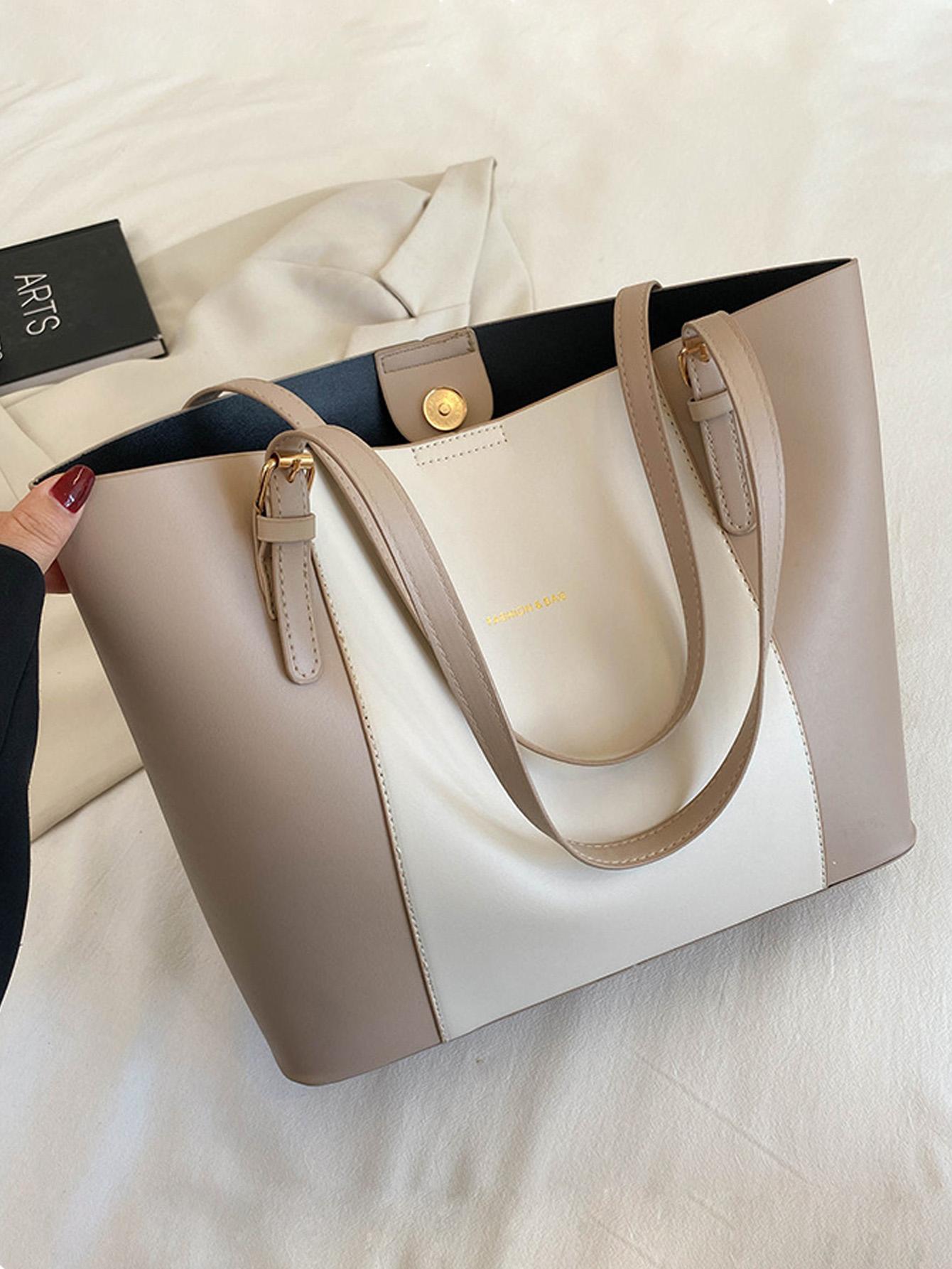 

Retro simple and atmospheric commuting bag for women 2026 new stylish large capacity shoulder tote bag L белый