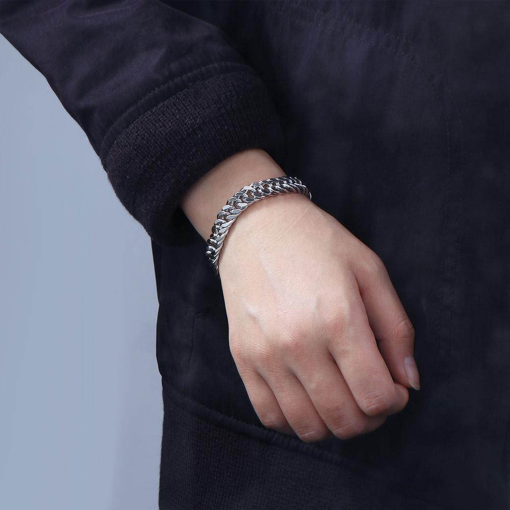 Stainless Steel Silver Color Punk Hand Chain Men's Bracelets Punk Jewelry Heavy Chain Bracelets