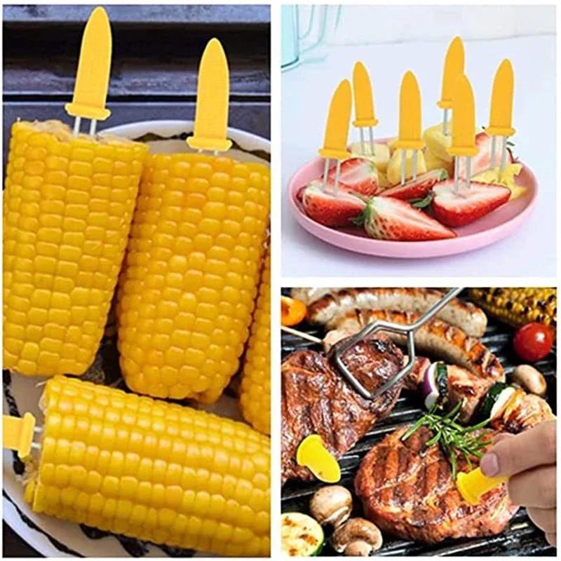 10 Stück Gabel-Maisspieße aus Edelstahl, Maiskolbenhalter, Obstgabeln, Outdoor-Camping-Koch- und Grillwerkzeug
