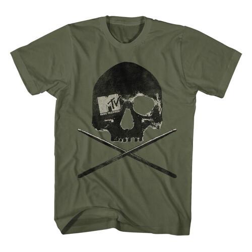 

MTV Skulls and Sticks Military Green TShirt Unisex T-Shirt S