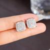 Huitan Full Bling Bling CZ Round Shaped Stud Earrings for Women Simple Versatile Ear Piercing Accessories Exquisite Girl Zircon