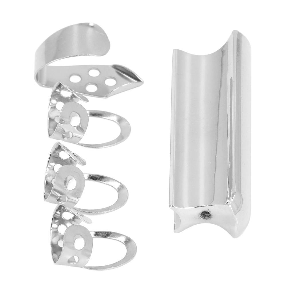 Guitar Slide Tone Bar with Thumb and Finger Picks Solid Stainless Steel Sliding Bar for Hawaiian Ele