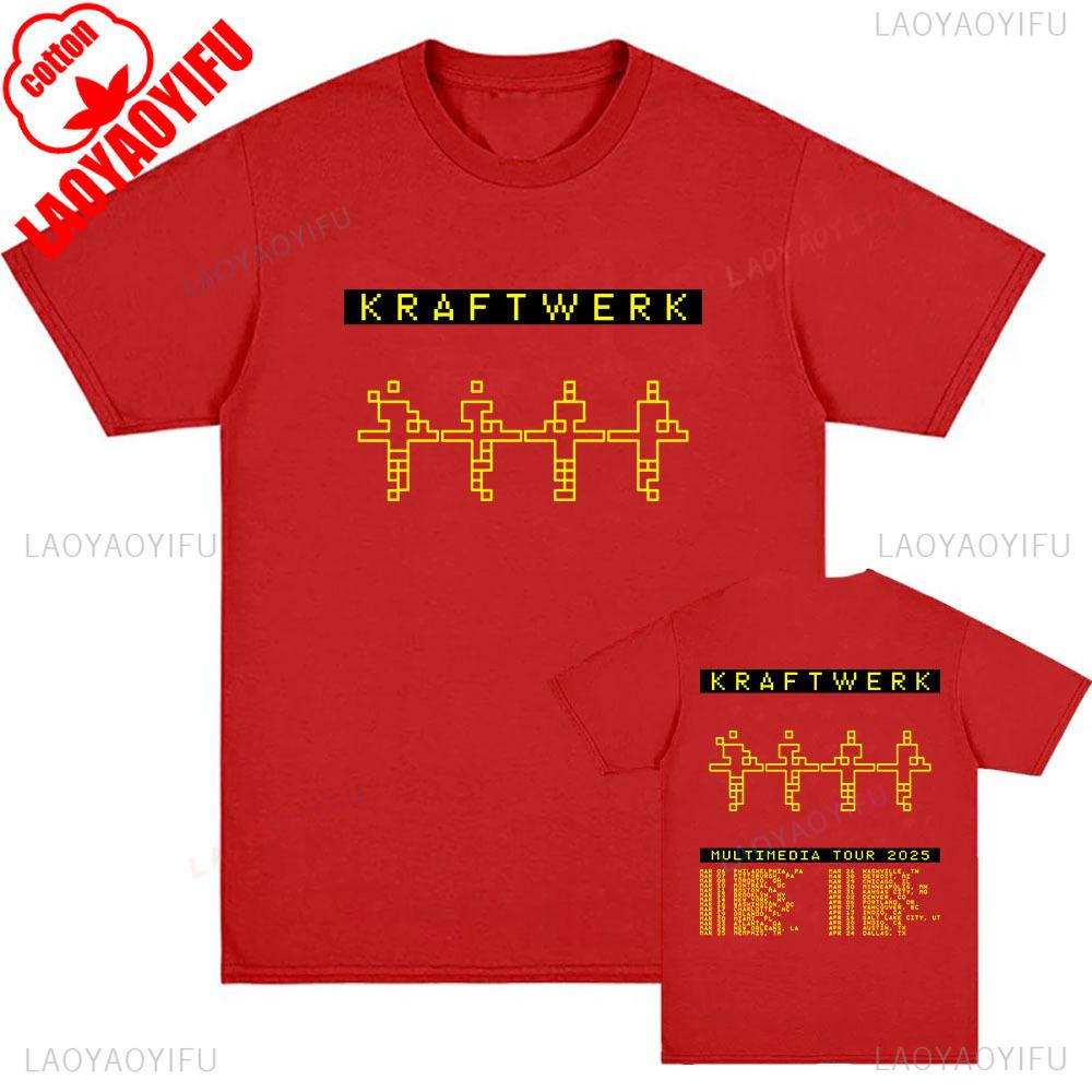 Electronic Band KRAFTWERK Tshirts Cotton Short Sleeve Unisex Tshirt Summer Round Neck Hip Hop Tops Streetwear Unisex Cotton Shirt