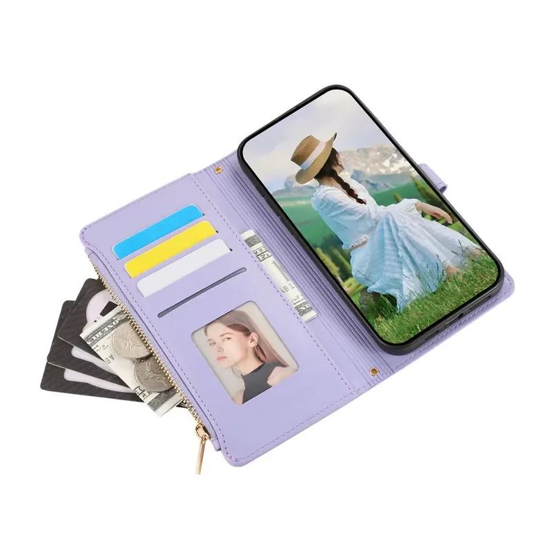 A55 A35 A16 A06 A25 A15 Phone Case for Samsung Galaxy A54 A34 A24 A14 A53 A33 A23 Side Zipper Hanging Rope Magnetic Flip Cases