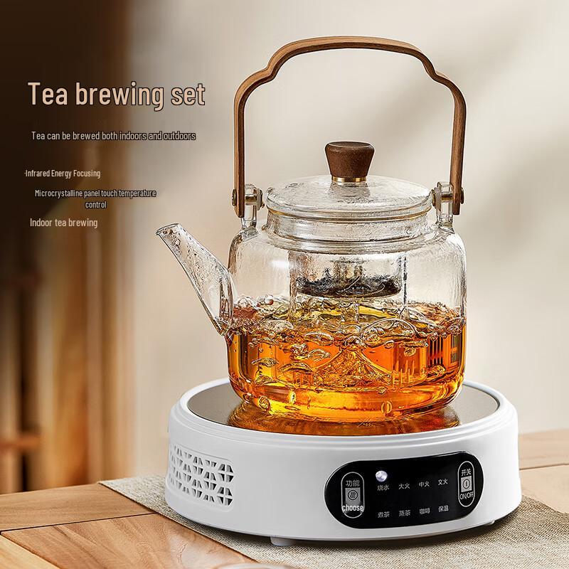 Electric Glass Tea Kettle & Ceramic Stove Set
