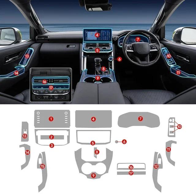 For Toyota Land Cruiser 2024 Interior TPU Protective Film Car Navigation Gear Box Panel Sticker Anti-scratch Styling