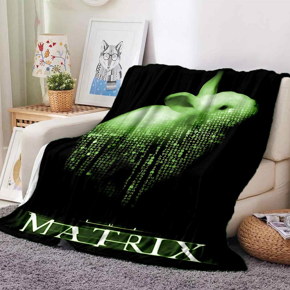 

1 шт. Плед из фланели «Матрица» - Легкий, мягкий, теплый, всесезонный плед с HD-печатью для дивана, кровати, путешествий, кемпинга 032 130cmx150cm