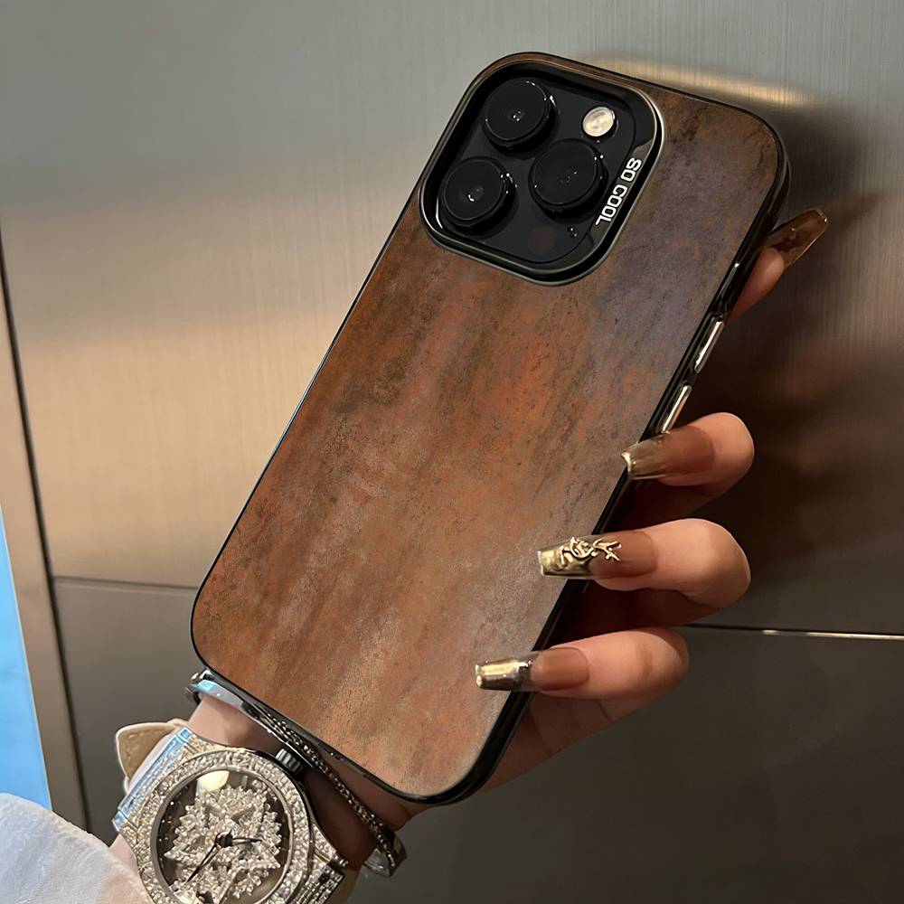 Natural- Rust- Texture Phone Case For iPhone 17,16,15,14,13,12,11 Plus Pro Max Colored Silver Phone Case