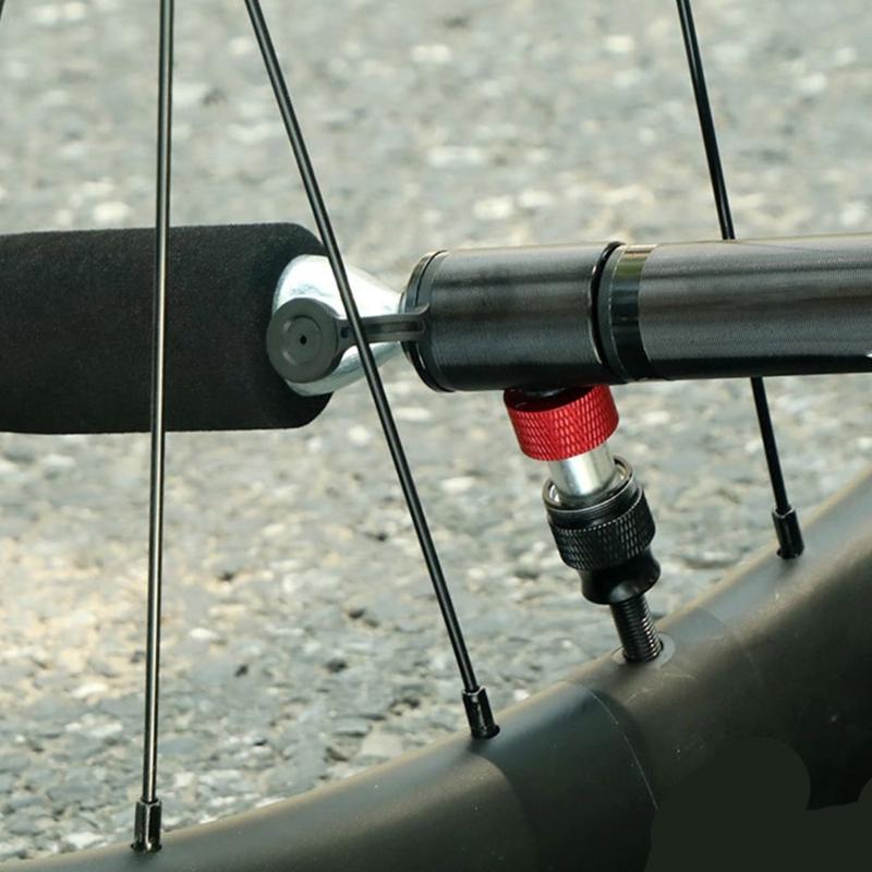 Portable Bike Tire Inflator Double Valves Portable Small CO2 Cycle Tire Pump Fast Inflator Space Saving Frame Mount