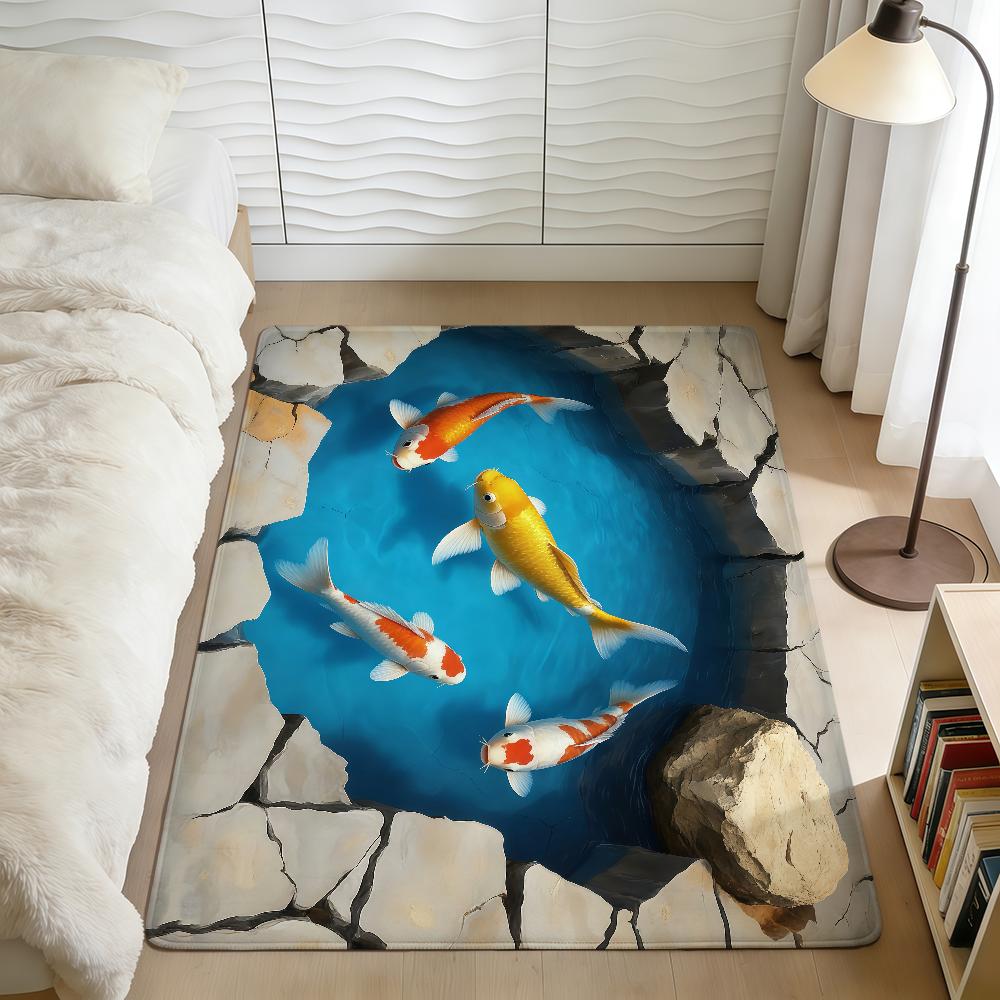 Modern Creative Carp Pond Abstract Home Bedside Rug Kitchen Bath Floor Mat Hallway Balcony Carpet Entrance Doormat Hogar Decor