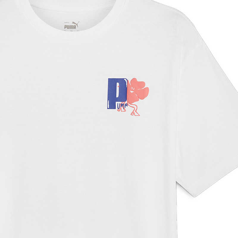 Puma Cartoon Letter Print Comfortable Round Neck Short Sleeve T-Shirt Men T-Shirts White 630333-02