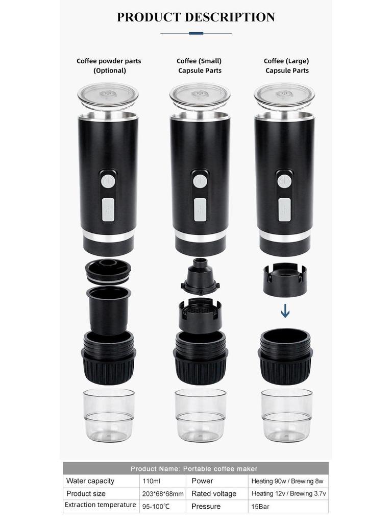 Výběr obchodníka: Přenosný plně automatický italský kávovar na espresso kapsle pro velké i malé kapsle.