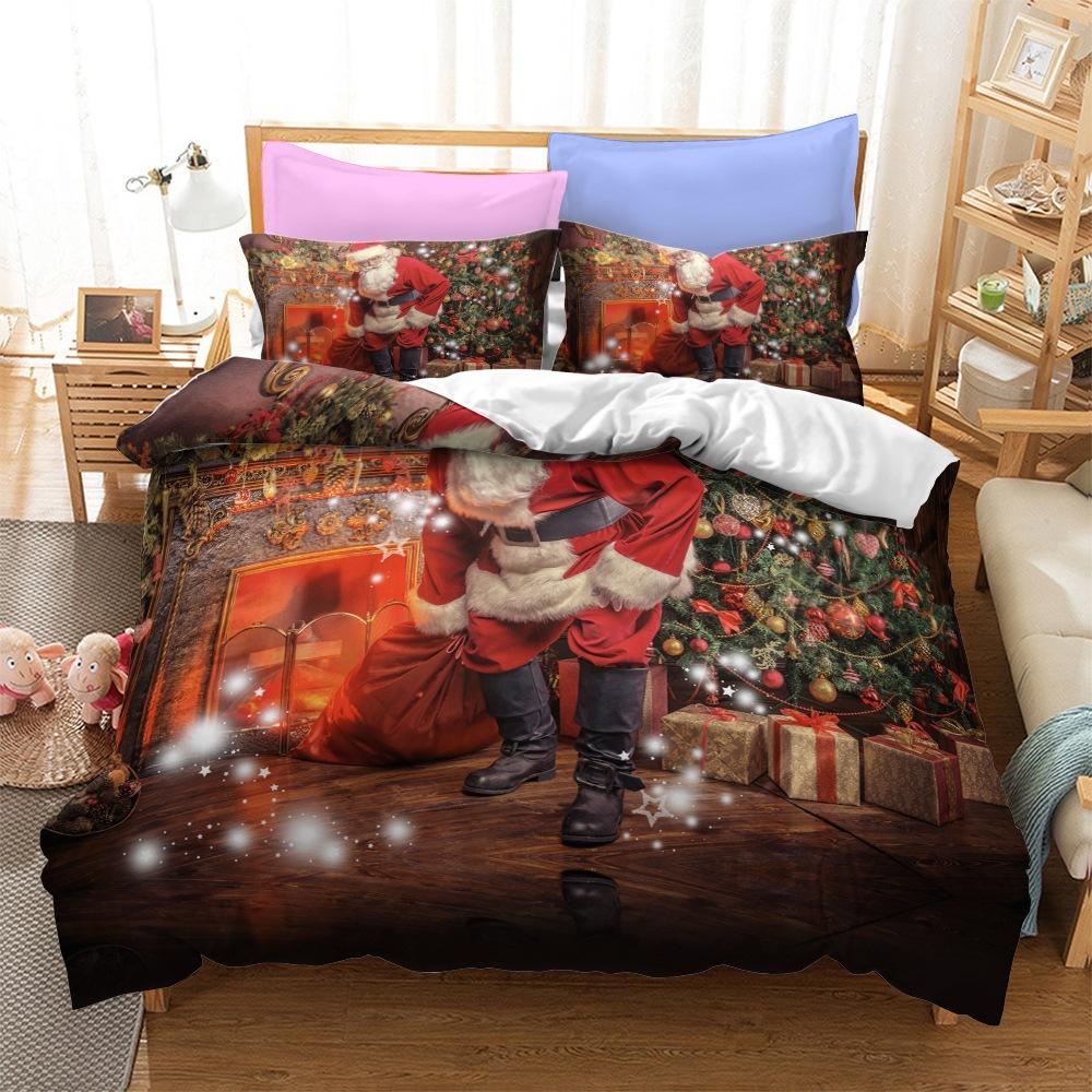 Christmas Series Bedding Three-Piece Home Textile Kit Digital Printing Production