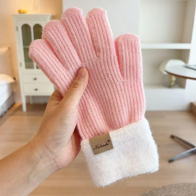 Knit Gloves for Women Winter Warm Fingerless Touchscreen Gloves Cute Cycling Cold Weather Half Finger Anti Slip Riding Gloves