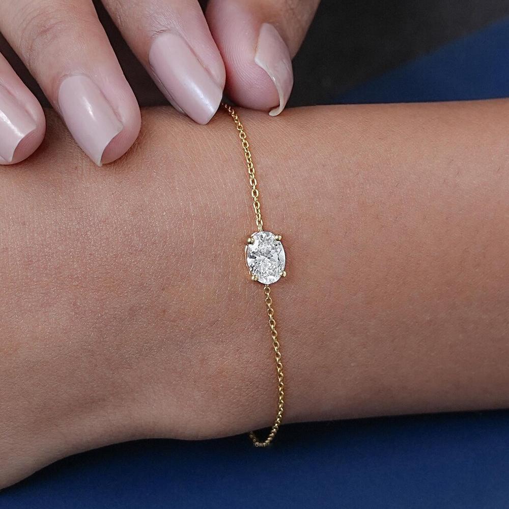 

Pear/Marquise/heart Cut Solitaire Moissanite Diamond Bracelet for Women S925 Silver Plated 18k Gold Wrist Chain with 0.5Carat Zircon