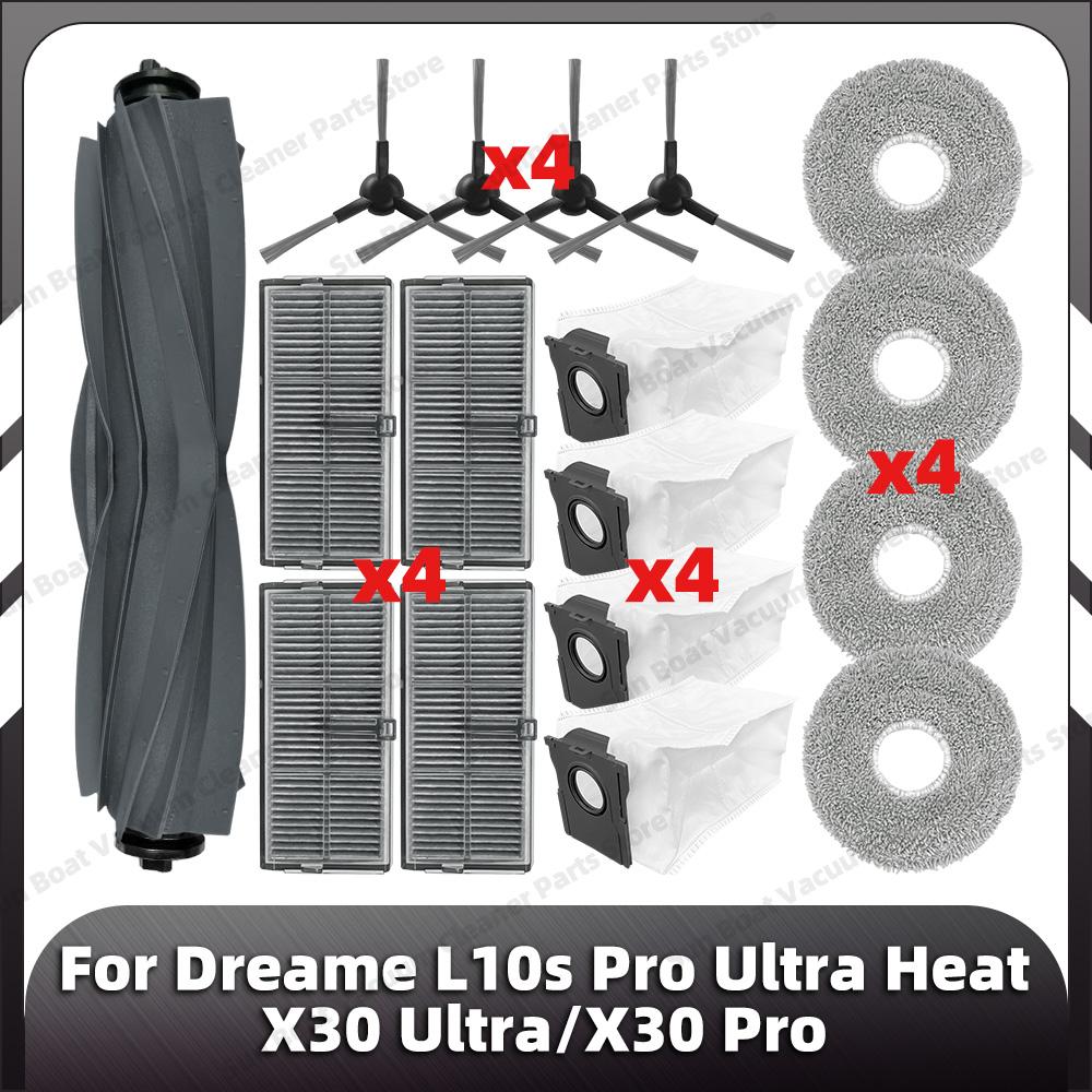 Compatible for Dreame L10s Pro Ultra Heat / X30 Ultra / X30 Pro Main Side Brush HEPA Filter Mop Pad Dust Bag Spare Parts