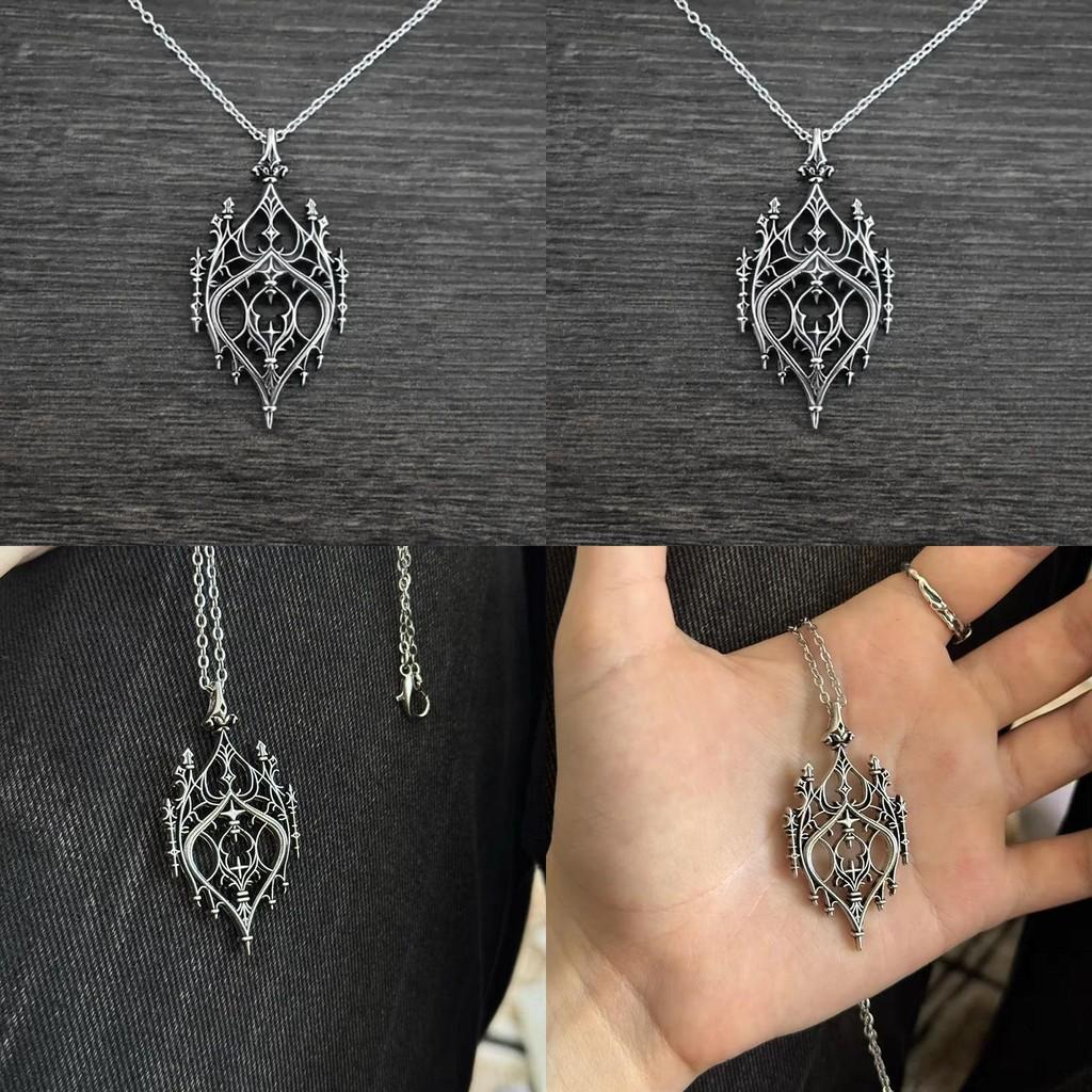 Castle Vintage Punk Pendant Necklace Alloy Drop Shape Link Chain Festival Gift