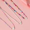 European, American Bohemian Retro Colored Rice Beads, Love Fritillary Necklace, Simple and Versatile Temperament Stacked Necklace Decoration