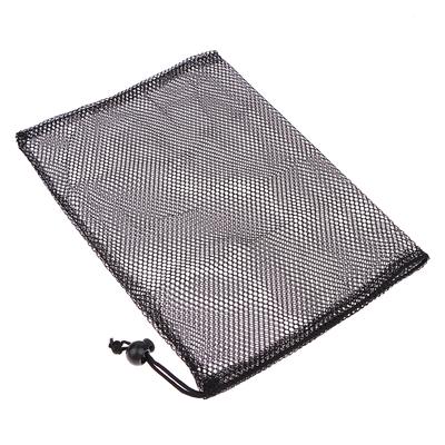 Borsa con coulisse in rete di nylon resistente nera, multiuso, per la casa, i viaggi, le attività all'aperto, per la lavanderia