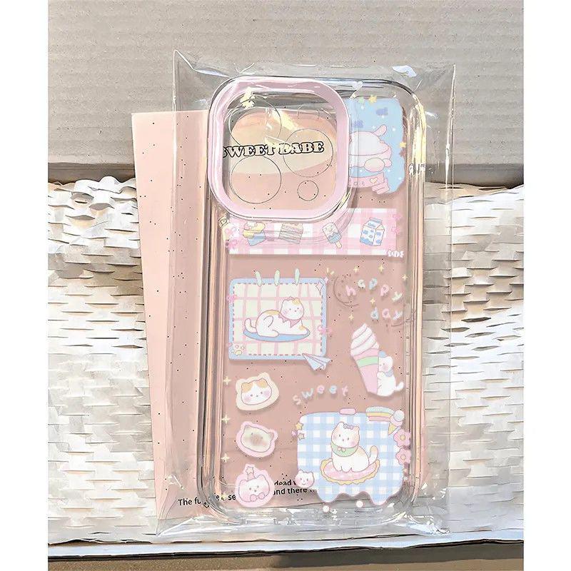 Przezroczyste etui na telefon Ice Cream Kitten odporne na upadki dla iPhone 13/14 Pro Max