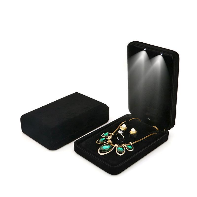 LED Light Jewelry Gift Box for Engagement Rings, Bracelets, Bangles, and Necklaces