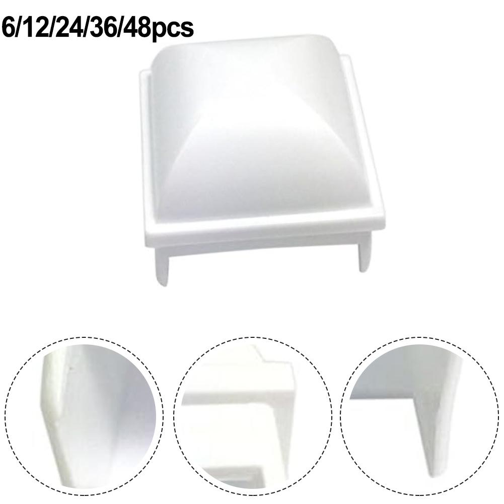 White PP Pool Fence Post Covers Fits 1 5 Inch Square Hollow Posts for Enhanced Safety Around Above Ground Pools