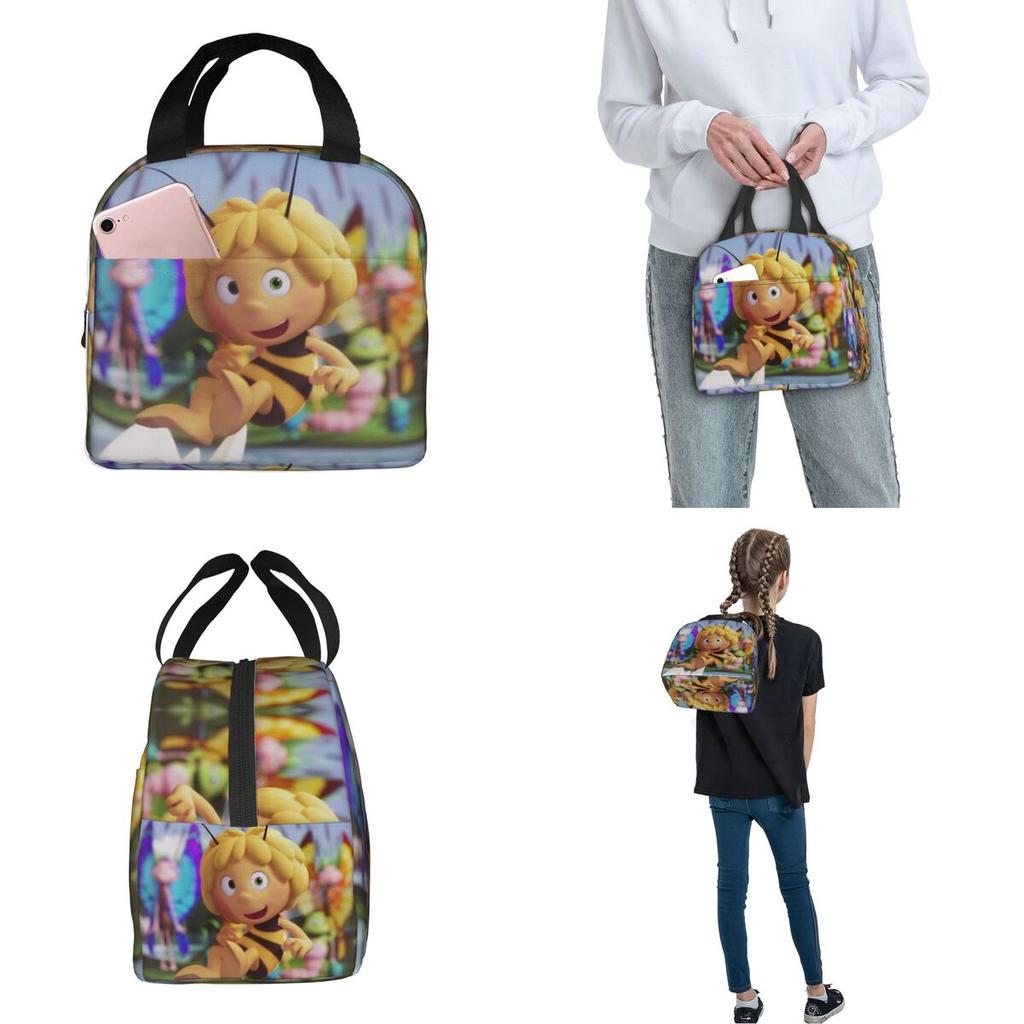 Insulated Lunch Box Maya The Bee With Flowers Cartoon Accessories Lunch Food Box Y2K Thermal Cooler Lunch Box For Work