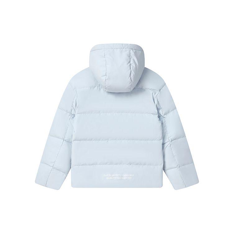 FILA Solid Color Casual Short Hooded Long Sleeve Down Jacket Women outerwear Sunlight-Blue F11W249903FLB