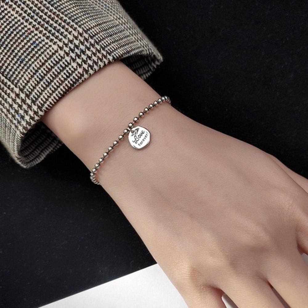 Silver 925 Antique Vintage Coin Silver Ball Chain Bracelet W030