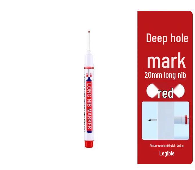 20mm Oil-Based Long-Tip Marker for Woodworking and Tile - Black Fine Deep Hole Construction Marker