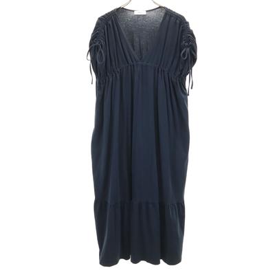 French Sleeve V-neck, Shoulder Gathered, Drawstring, Tiered One Piece Women Used