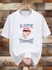 Niuwang Selection 200g 100% Cotton Short Sleeve T-shirt - Casual Graphic Print Tee with Bold Lips & Candy Design
