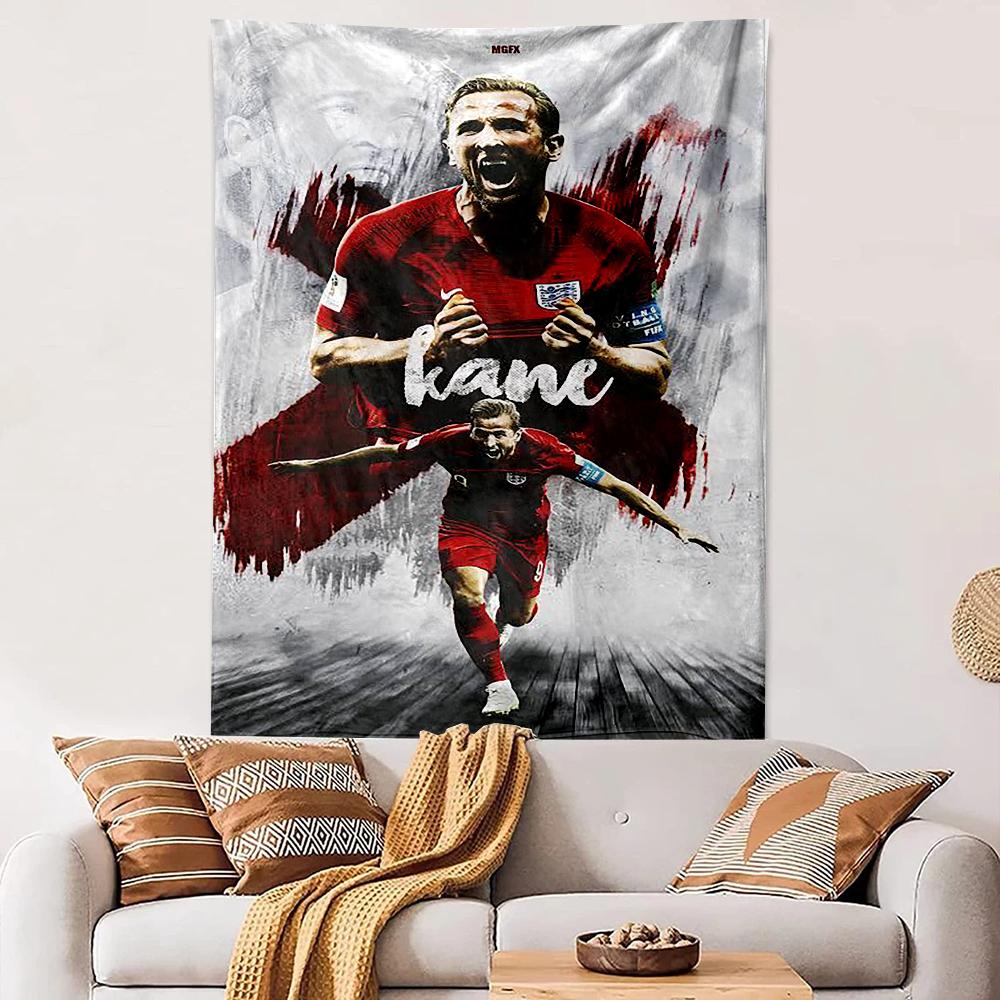 Soccer player in red jersey celebrating goal Patterned tapestry for bedroom and living room home decor sofas