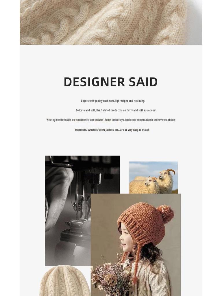 Children's Cashmere Candy-Color Thick Knit Earflap Beanie