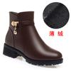 Autumn New Fashion Women Soft Leather Ankle Boot High Heels Zipper Shoe Plush Velvet Warm Fur Winter Short Leather Boots