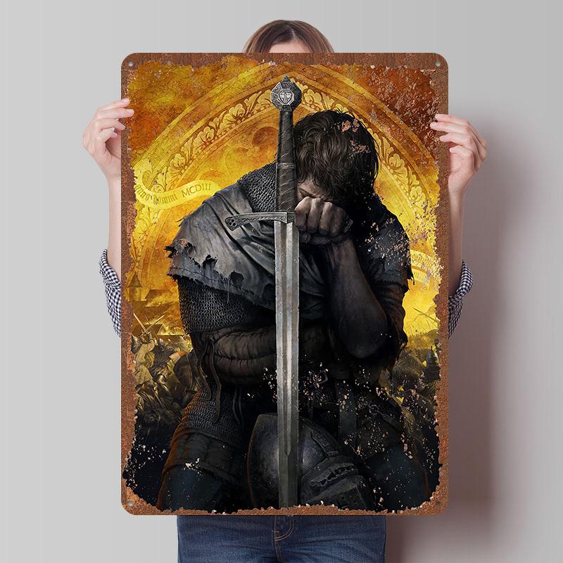 Kingdom Come Deliverance Poster in Latta Arte da Parete Personalizzabile Segni in Latta Metallici Retro Vintage per Casa e Decorazione Gaming