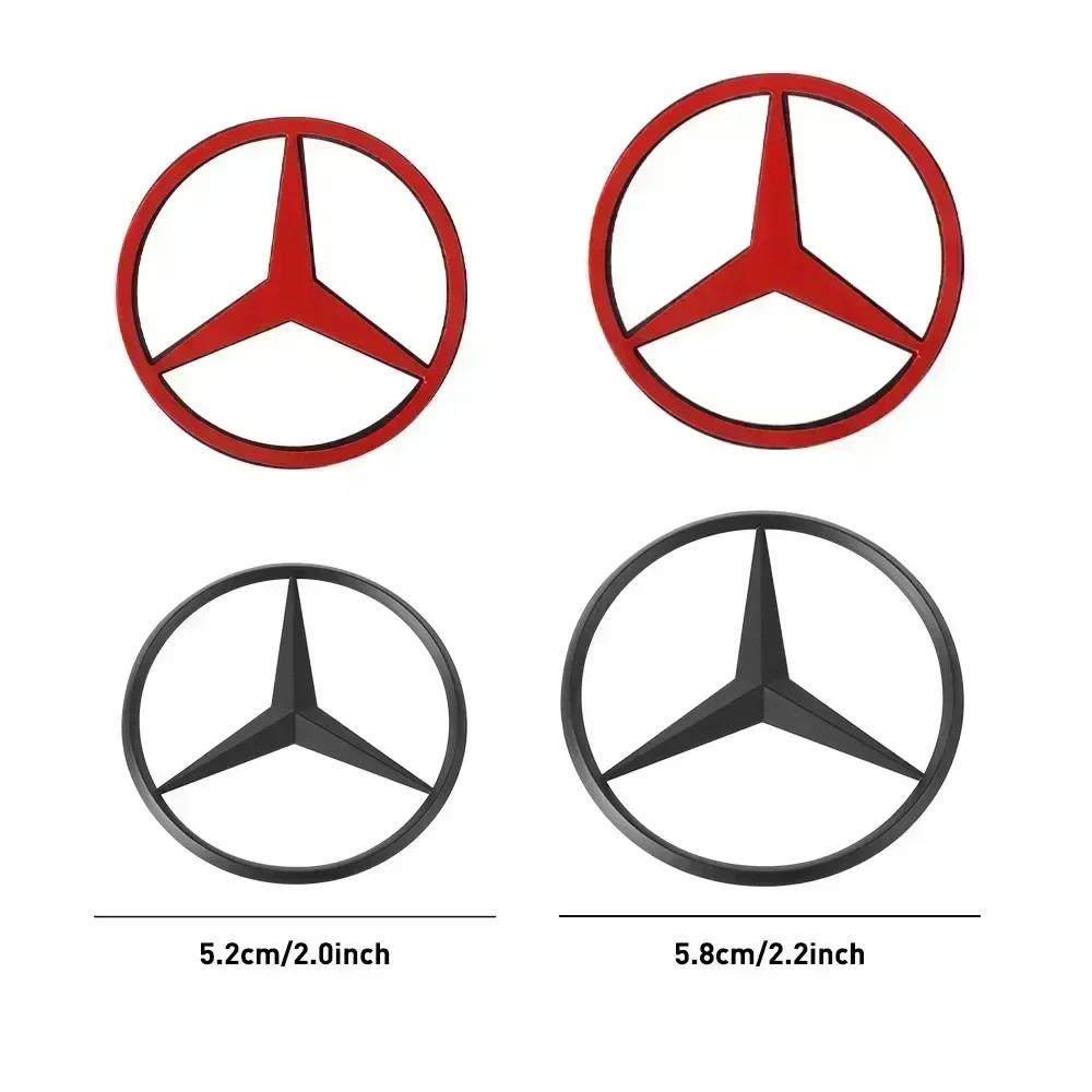 52/58mm Car Steering Wheel Center Stickers STAR Emblem For Mercedes Benz AMG W124 W202 W203 W210 W212 W220 Decal Car Accessories