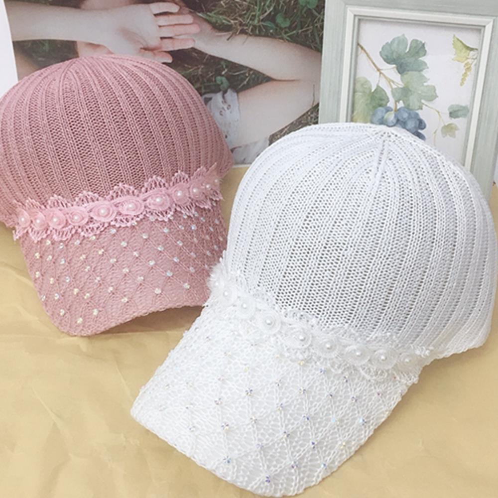 Hat Women's Summer Knitted Mesh Hat Hollow Breathable Cap Sunscreen Shade Baseball Cap Outdoor Sun Hat
