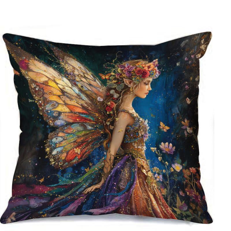 Heimdeko Verzauberte Kissenbezüge mit Feen-Print Muster Kissenbezug Geeignet für Sofa Schlafzimmer Auto Kissenbezug