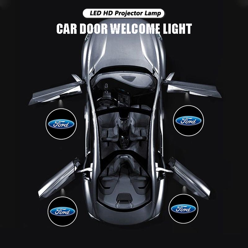 2Pcs LED HD Car Door Wireless Welcome Light Projector Lamps For Ford Focus Fiesta Puma Ranger Kuga MK7 MAX F150 VG1