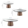 Stainless Steel Table Plates Dinnerware Kitchen Fruit Bowl with Wooden Base Partitioned Candy Bread Cake Dessert Trays Tableware