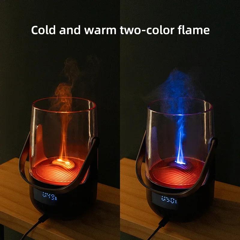 Vintage-Style Humidifier with Realistic Flickering Flame - 200ML Waterless Auto-Off Diffuser & Mood Lighting for Home Decor