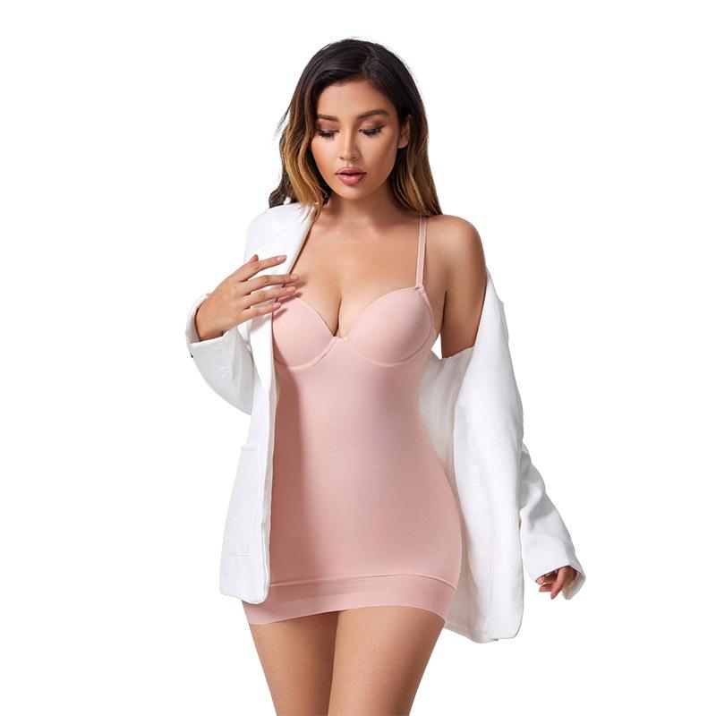 Plus Size Postpartum Body-Shaping Dress with Built-in Bra and Abdominal Support