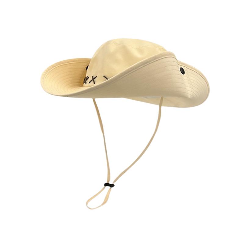 Summer Western Cowboy Hat Women Men Large Brim Fisherman Hat Outdoor Camping Hiking Fishing Sunshade Panama Cap
