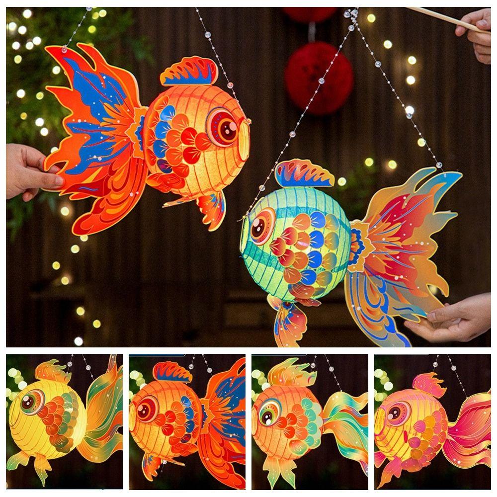 Handmade Handheld Fish Lantern Chinese Glowing Handheld Lantern  Mid-Autumn Festival