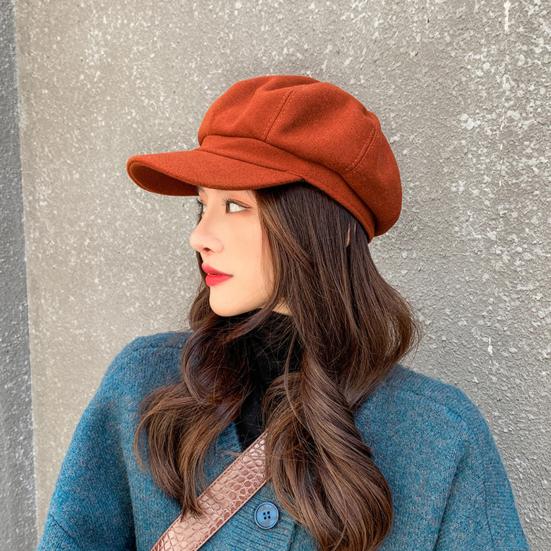 Beret Hats Exquisite Stitching Thick Woolen Casual All Match Decorative Winter Beret Caps for Women