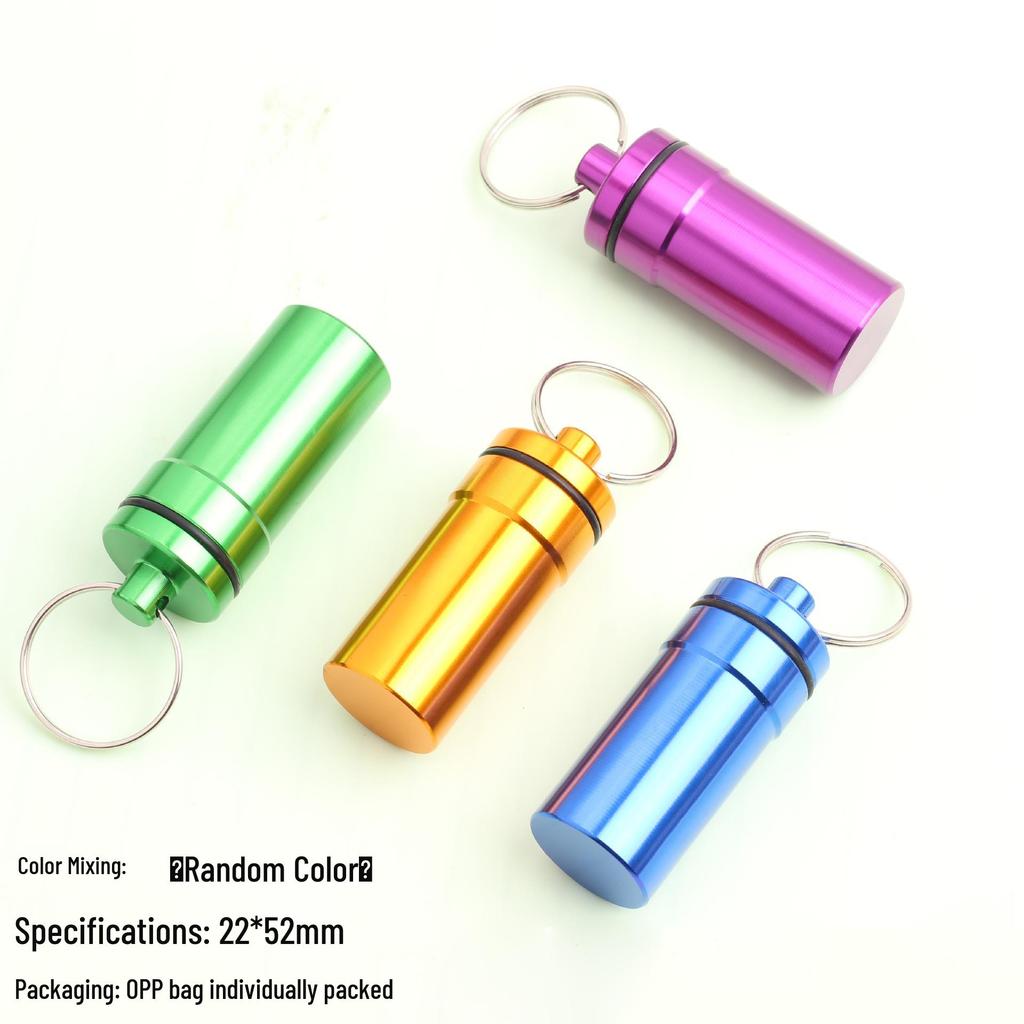 Portable Aluminum Pill Case with Keychain & Sealed Earplugs - Outdoor Survival Gear Pendant